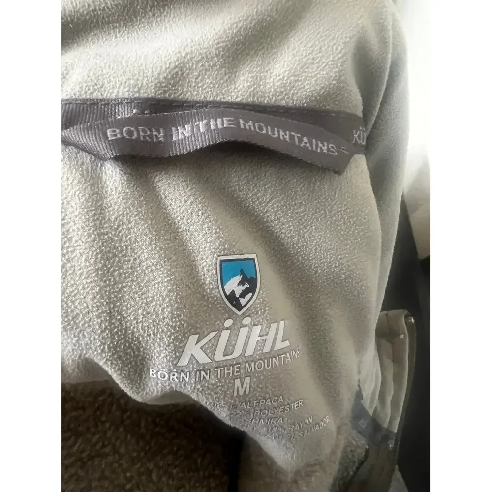 Kuhl Alpaca Zip Up Sweater Men’s Medium Tan Fleece Pockets Outdoor Performance